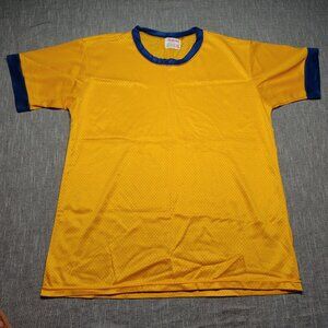 VINTAGE 70s Wilson Jersey Yellow Blue Blank Practice Made In USA Ringer